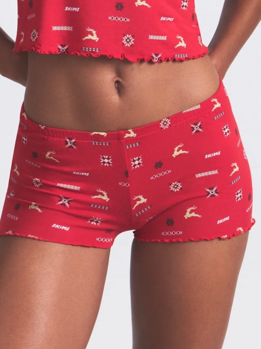 Skims Modal Sleep Short in Reindeer Print; Like New, Size Medium